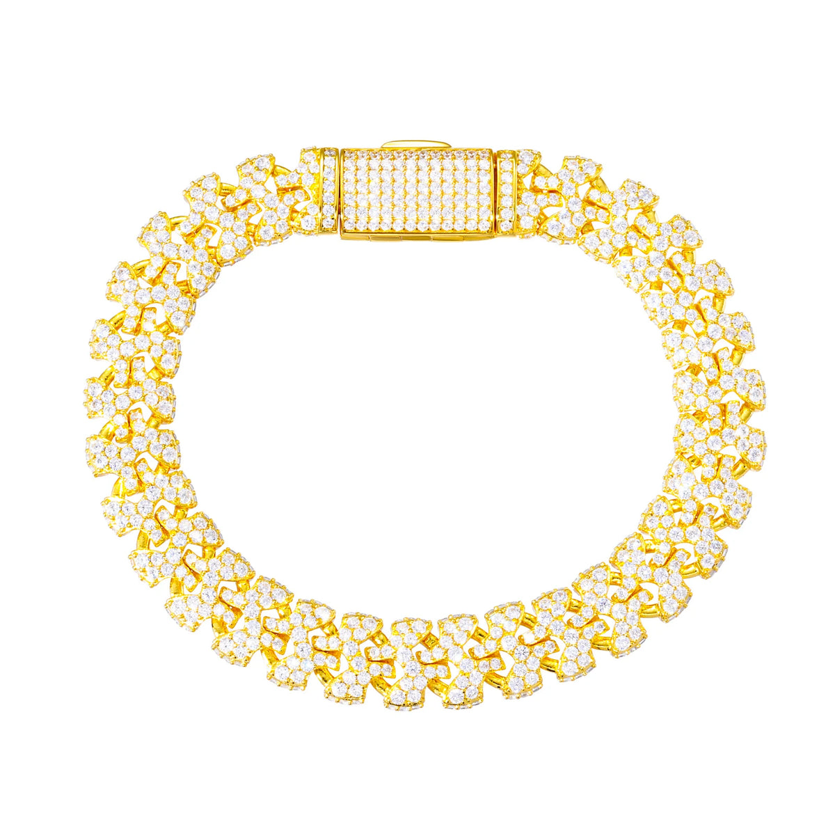 11mm D Color VVS1 Moissanite Puzzle Link Statement Bracelet