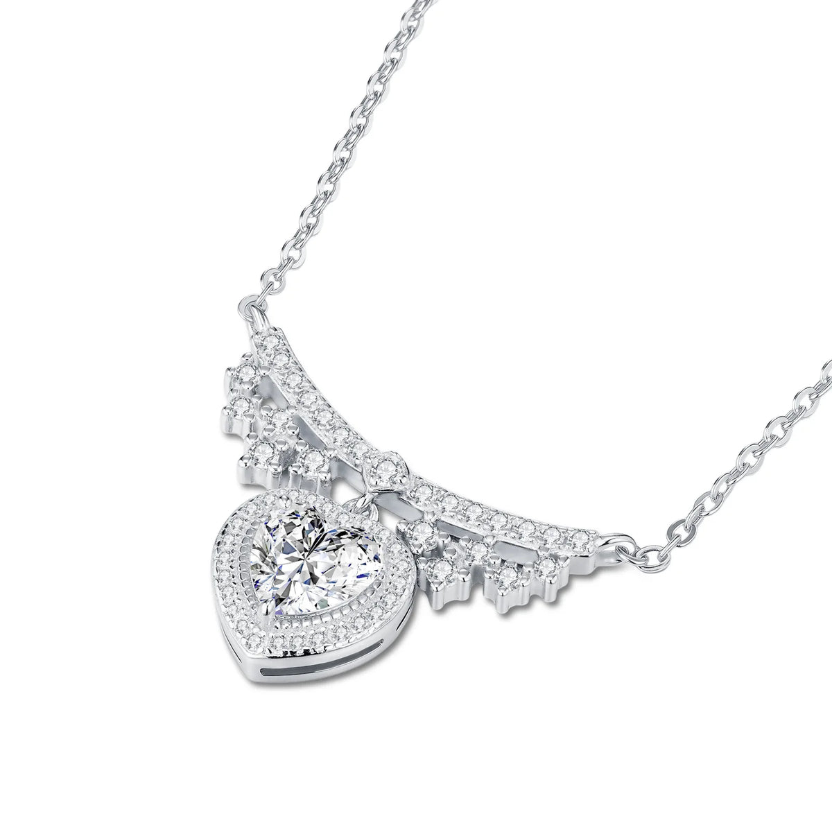 Ever After Bridal Heart | 1 ct Moissanite Heart Pendant in 925 Sterling Silver