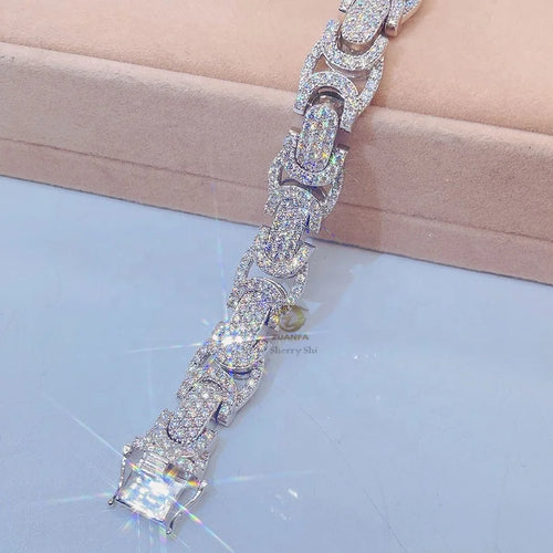 10mm Hip Hop Unisex Fashion  Diamond Tester certified GRA Certificated vvs1 D color  Moissanite Bracelet