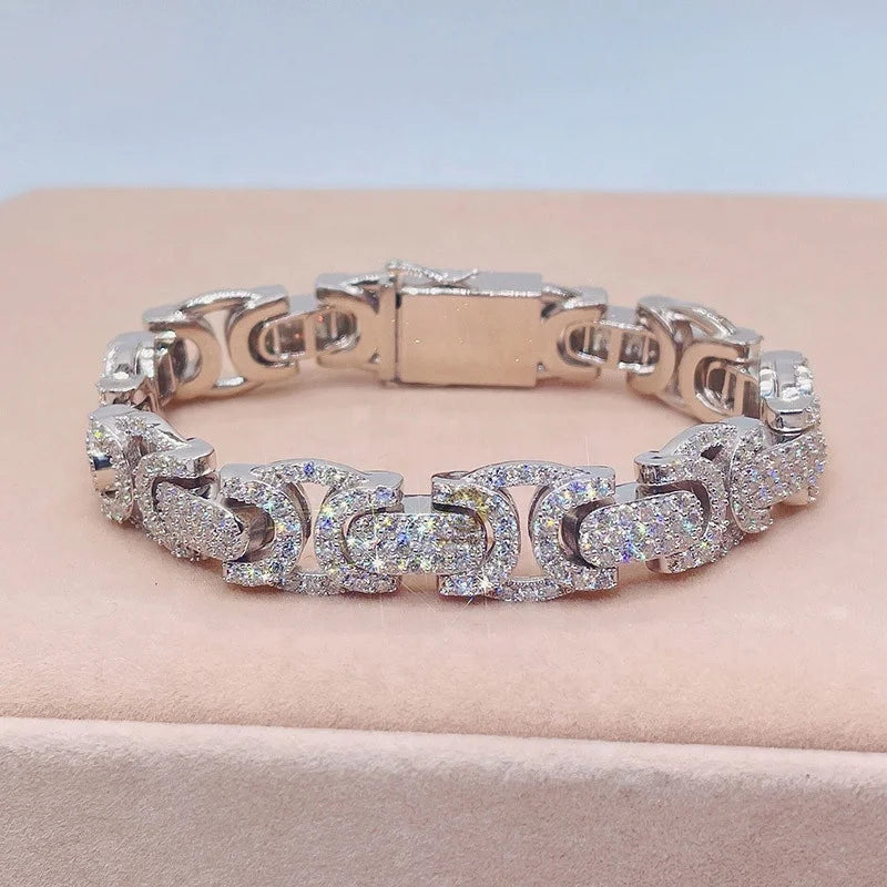 10mm Hip Hop Unisex Fashion  Diamond Tester certified GRA Certificated vvs1 D color  Moissanite Bracelet