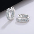 Round Brilliant Moissanite U-Hoop Earrings | Micro-Pavé Platinum-Plated 925 Sterling Silver | 1.2ct | GRA Certified | Pantoja Fine Jewelry