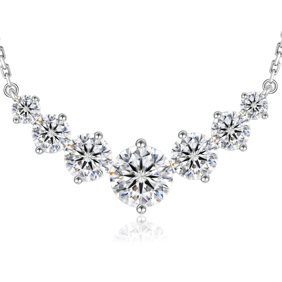 The Sovereign Seven | Graduated Moissanite Necklace in Sterling Silver