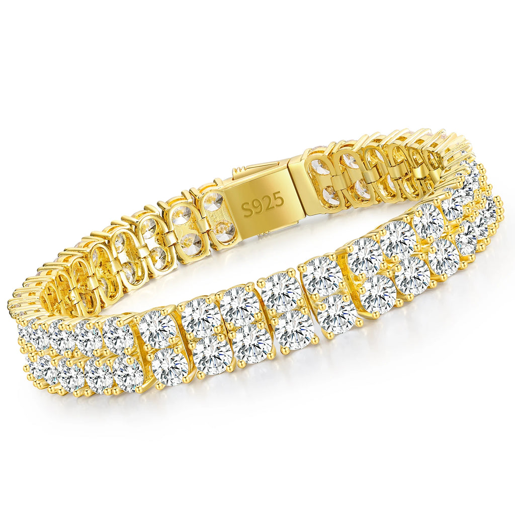 925 Sterling Silver VVS clarity D color Moissanite double roll tennis Link Bracelet