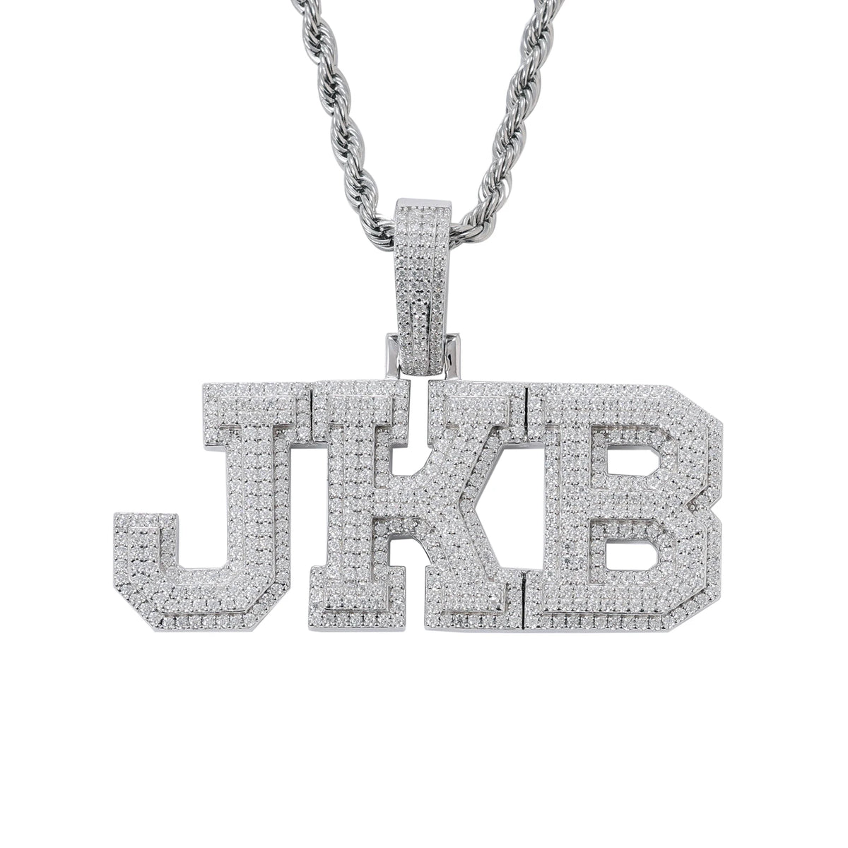 Iced Out Custom Block Letter Pendant | D Color VVS Moissanite in 925 Sterling Silver