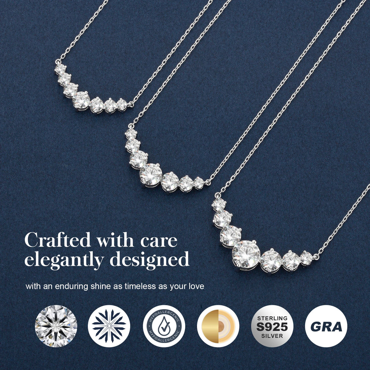 The Sovereign Seven | Graduated Moissanite Necklace in Sterling Silver