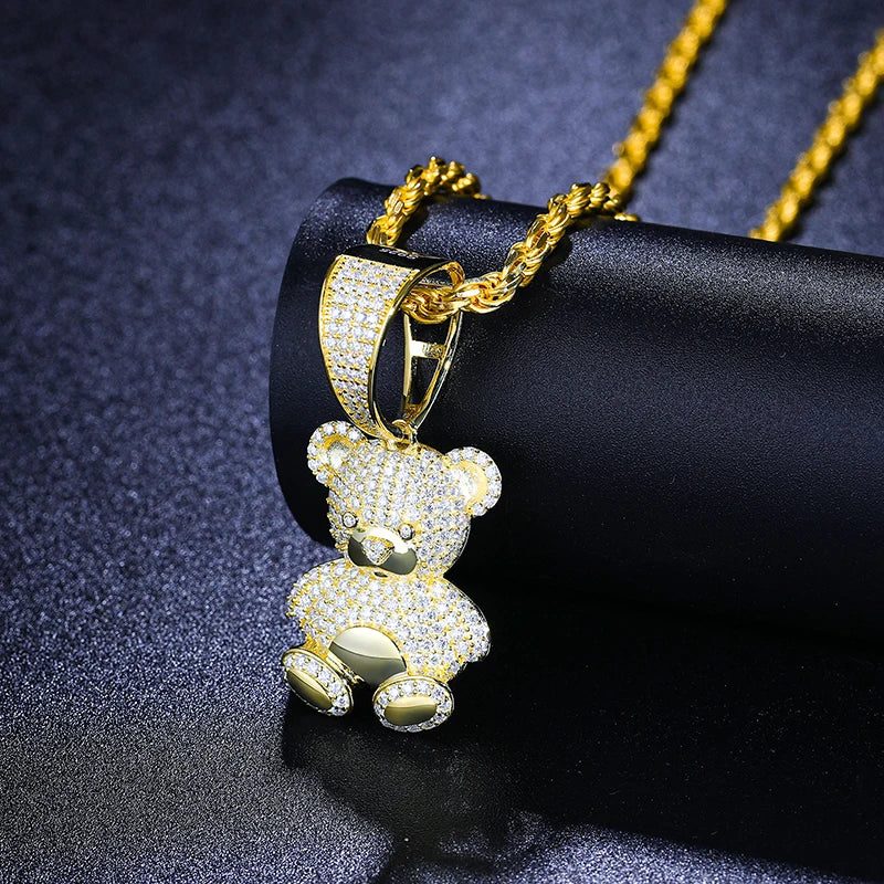 Little Bear Moissanite Pendant in 925 Sterling Silver