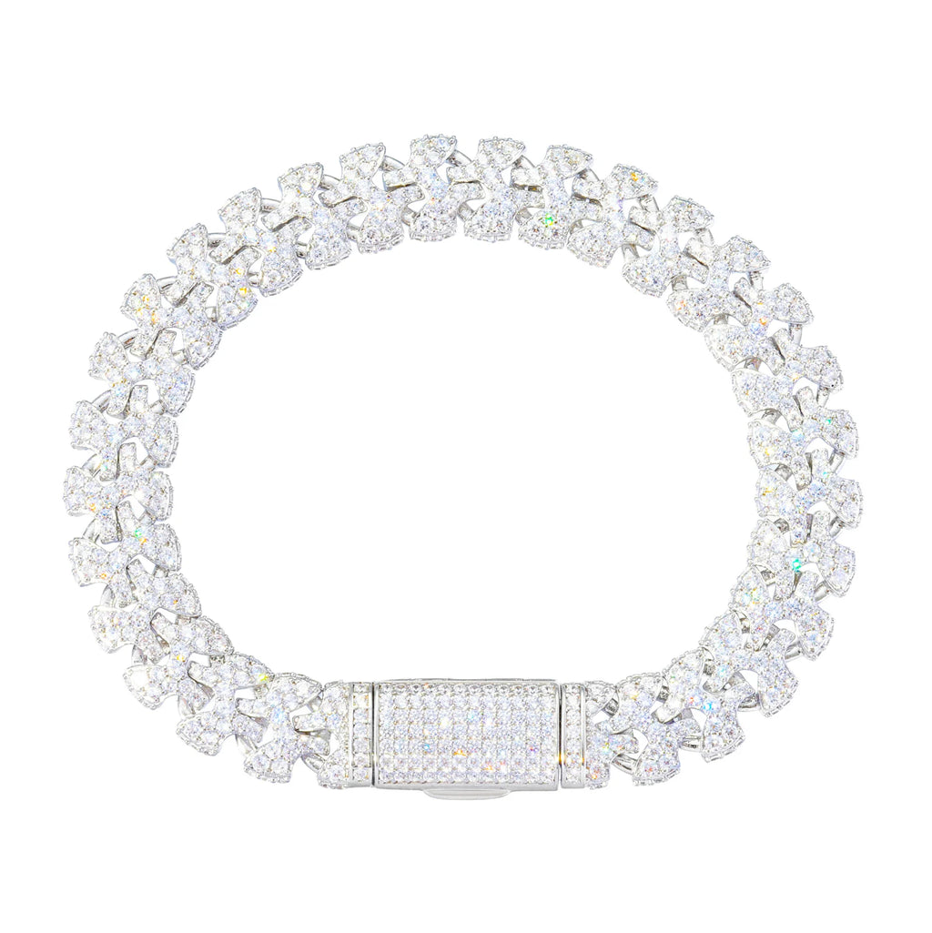 11mm D Color VVS1 Moissanite Puzzle Link Statement Bracelet