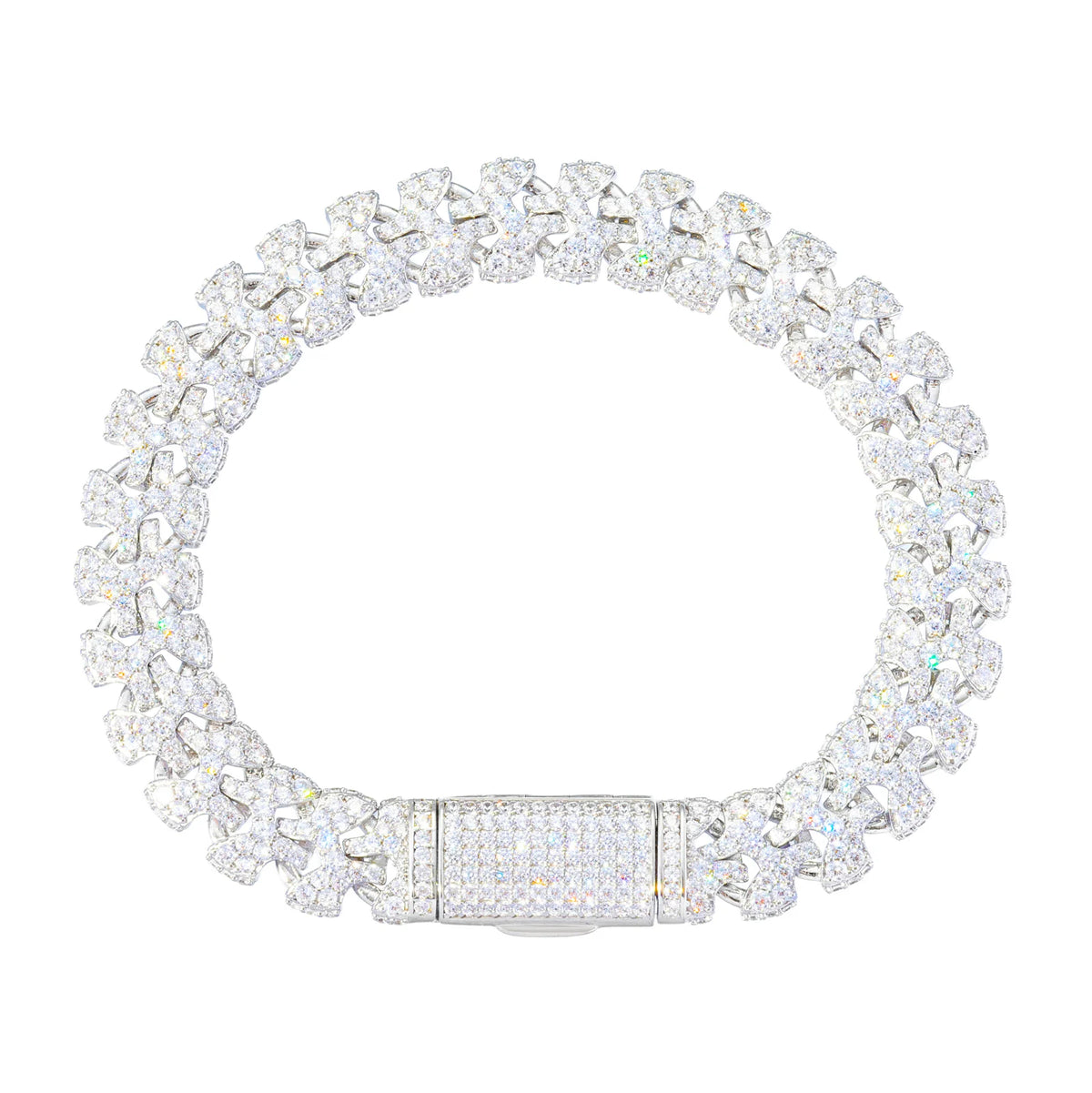 11mm D Color VVS1 Moissanite Puzzle Link Statement Bracelet