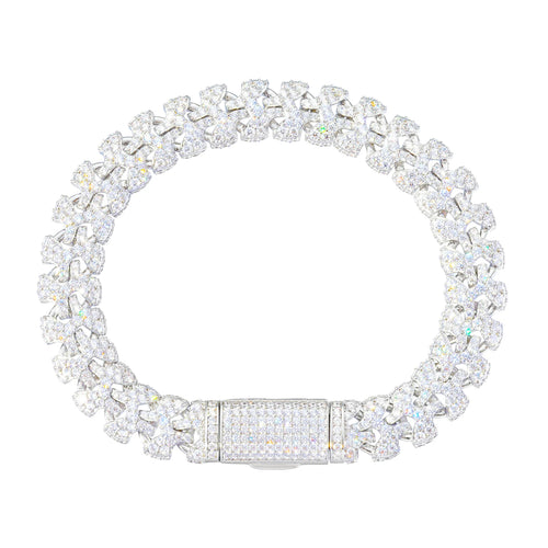 11mm D Color VVS1 Moissanite Puzzle Link Statement Bracelet