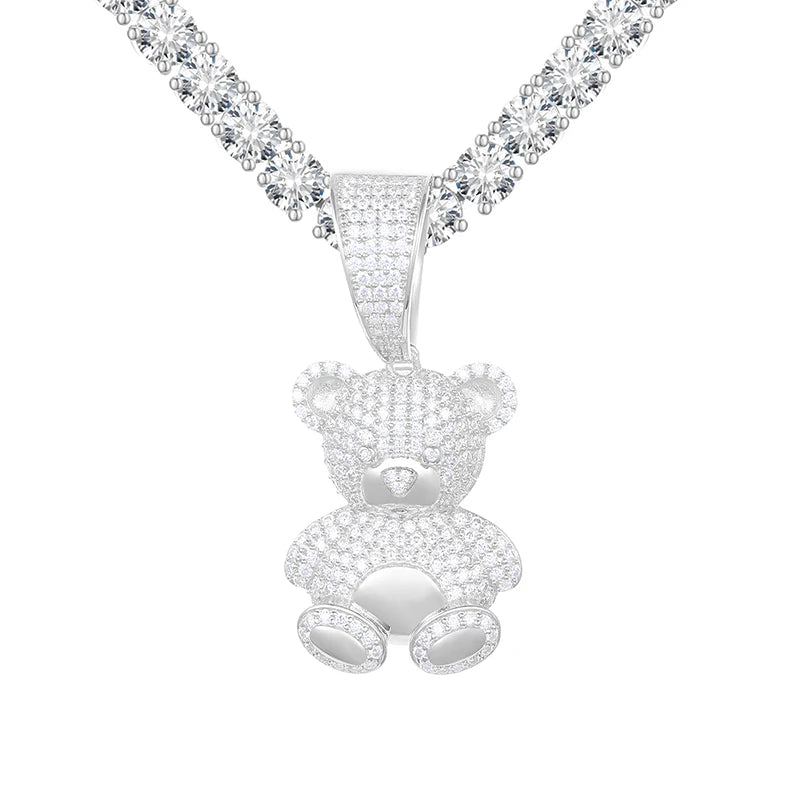 Little Bear Moissanite Pendant in 925 Sterling Silver