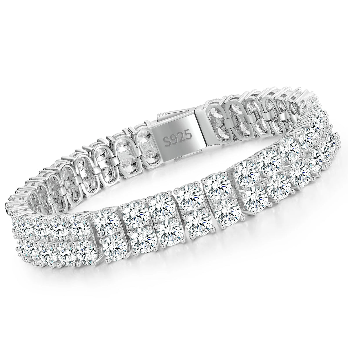 925 Sterling Silver VVS clarity D color Moissanite double roll tennis Link Bracelet