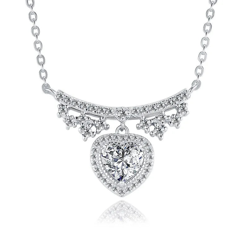 Ever After Bridal Heart | 1 ct Moissanite Heart Pendant in 925 Sterling Silver