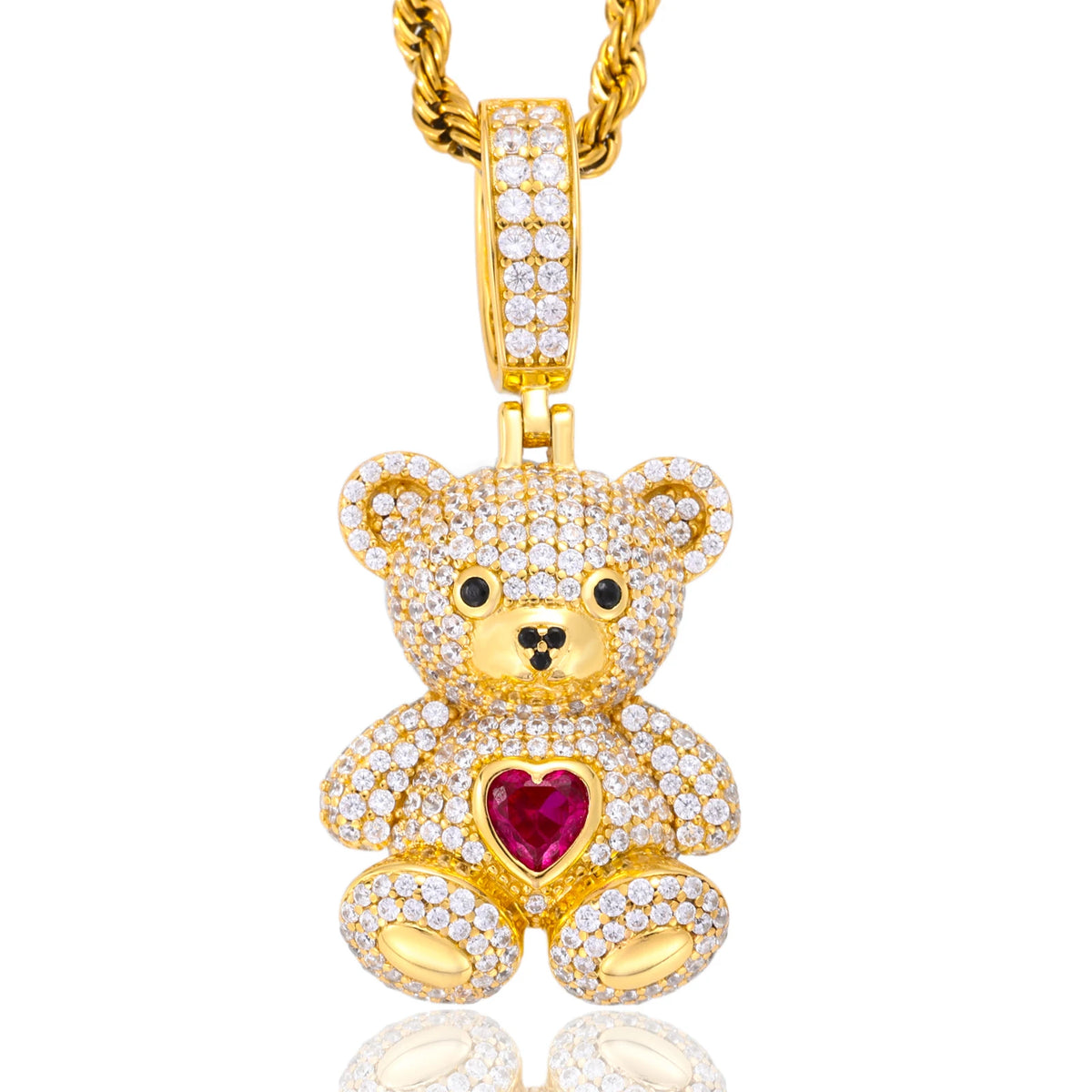 Sweetheart Teddy Bear VVS, D color Moissanite Pendant 925 sterling silver