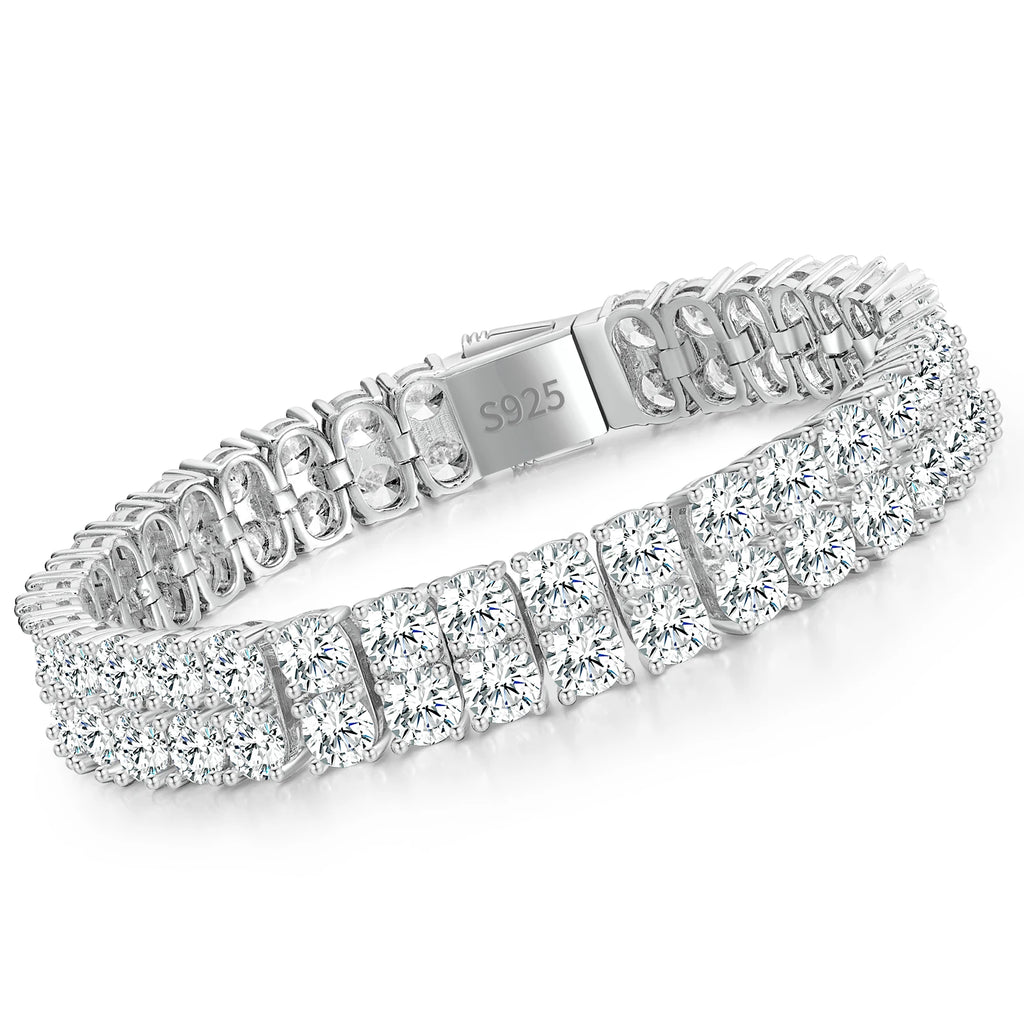 925 Sterling Silver VVS clarity D color Moissanite double roll tennis Link Bracelet