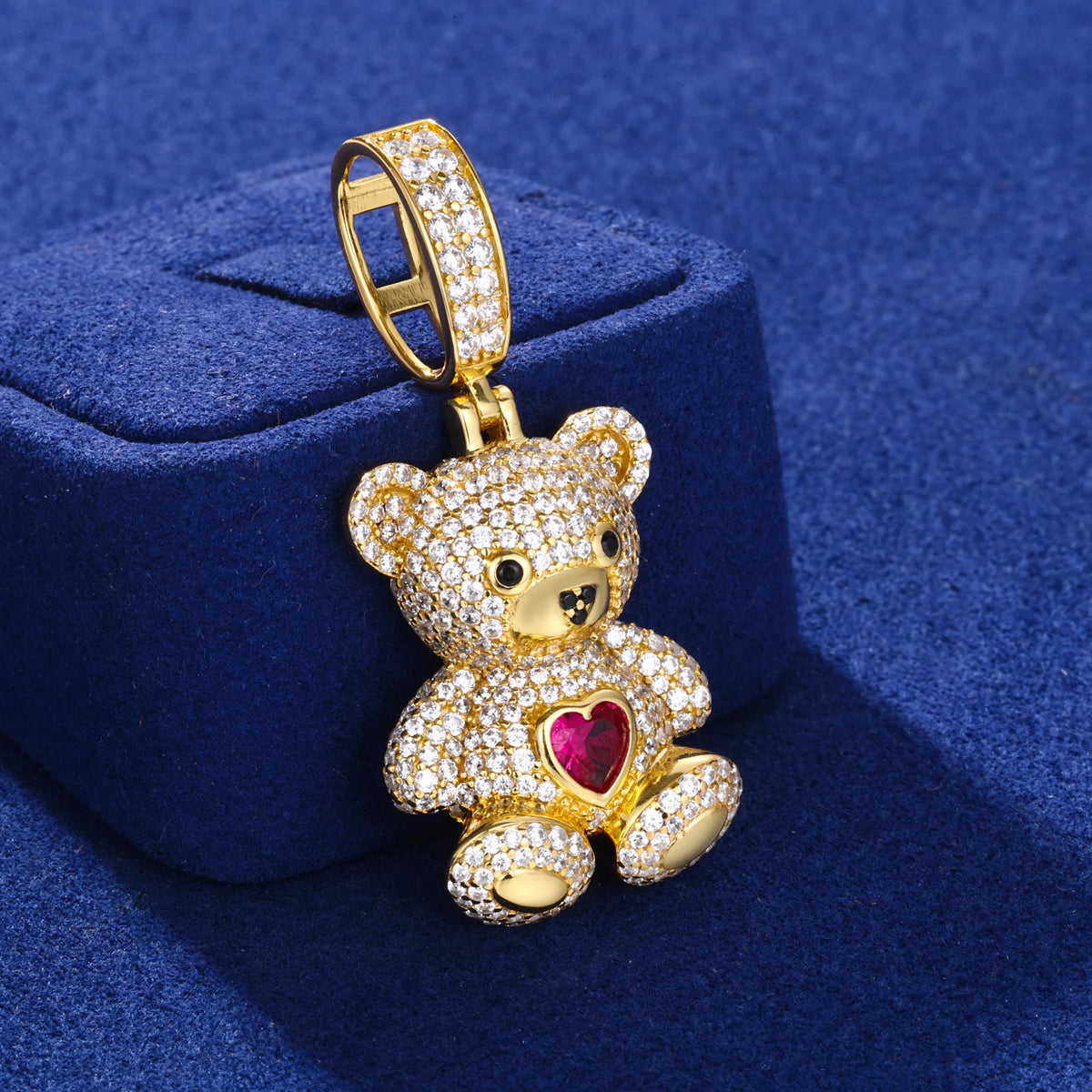 Sweetheart Teddy Bear VVS, D color Moissanite Pendant 925 sterling silver