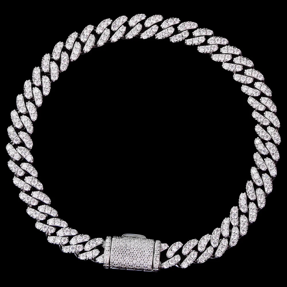 6mm Cuban Link Bracelet with VVS1 Moissanite in 925 Sterling Silver