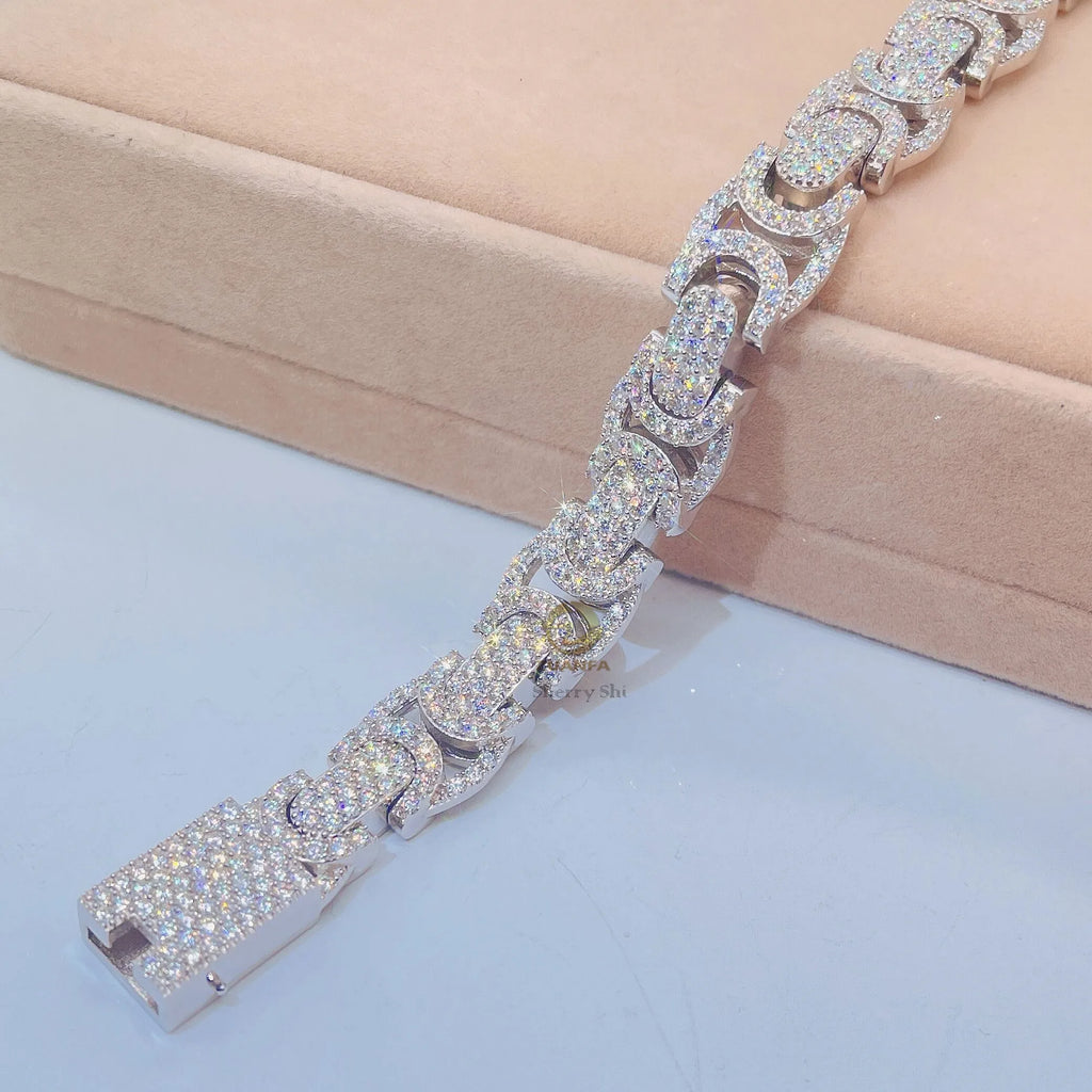 10mm Hip Hop Unisex Fashion  Diamond Tester certified GRA Certificated vvs1 D color  Moissanite Bracelet