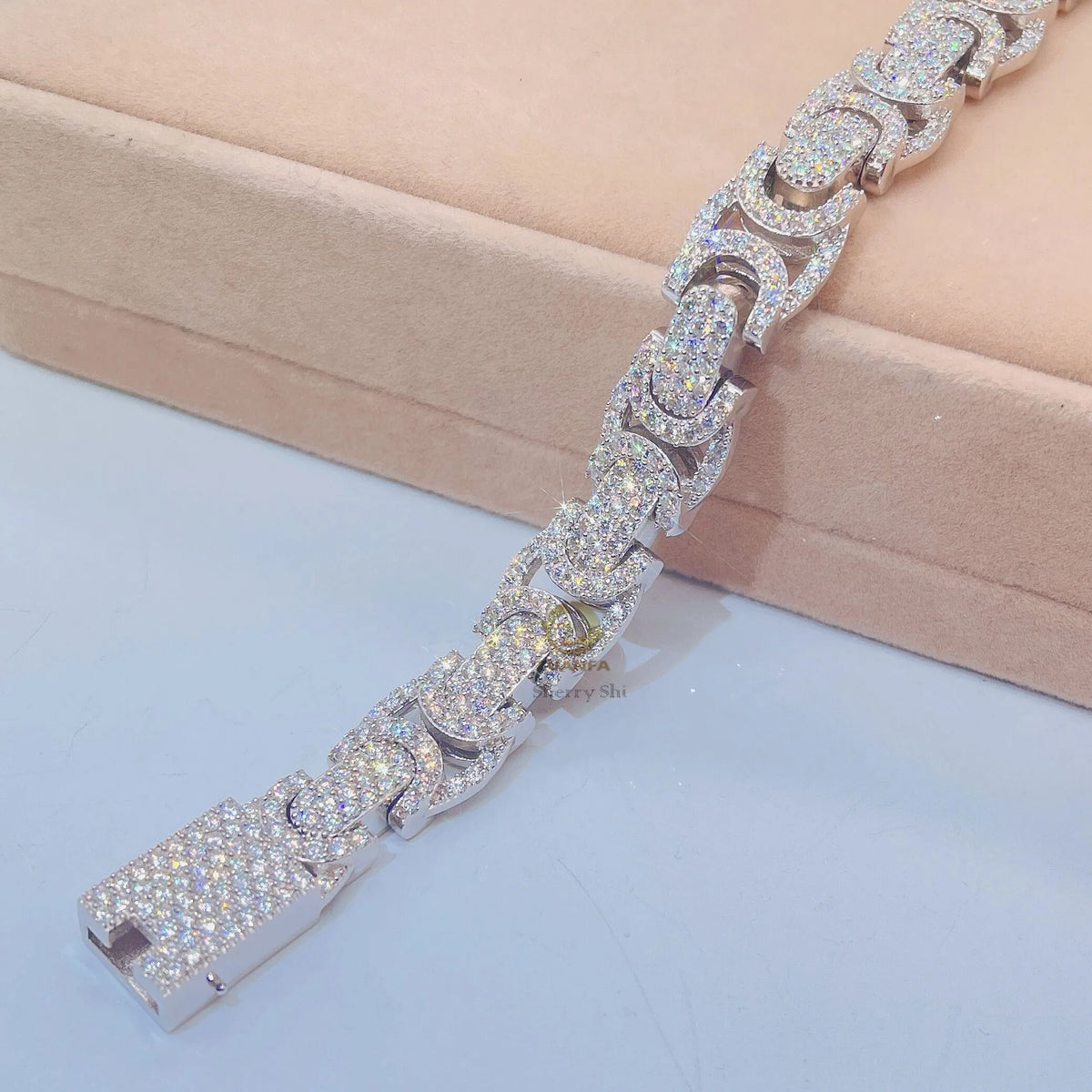 10mm Hip Hop Unisex Fashion  Diamond Tester certified GRA Certificated vvs1 D color  Moissanite Bracelet