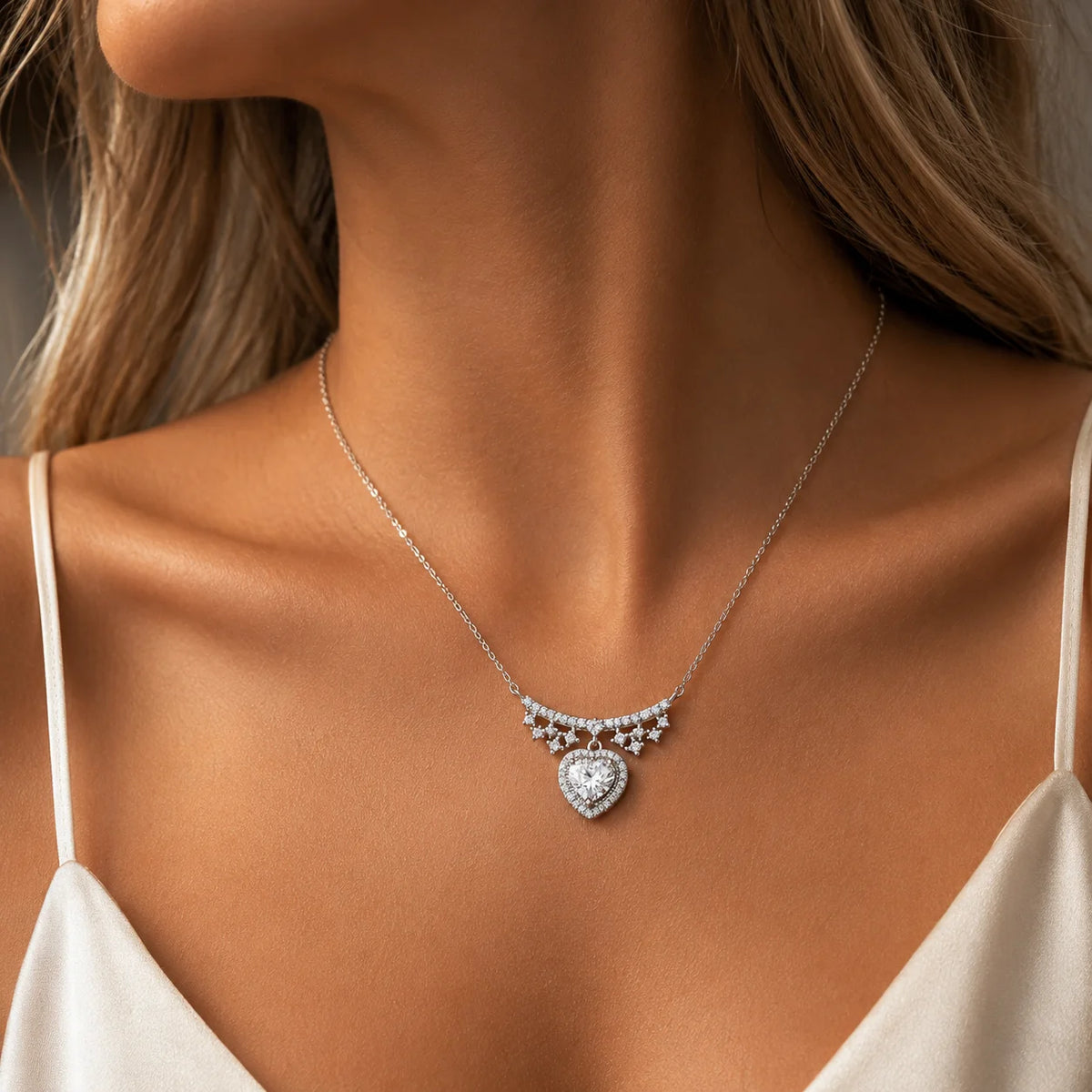 Ever After Bridal Heart | 1 ct Moissanite Heart Pendant in 925 Sterling Silver