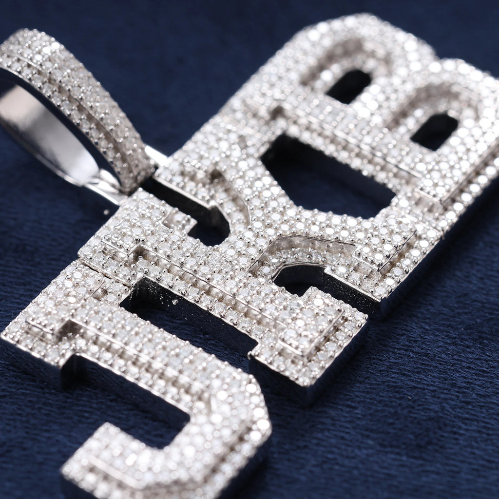 Iced Out Custom Block Letter Pendant | D Color VVS Moissanite in 925 Sterling Silver