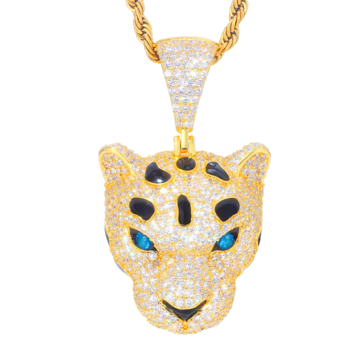 Street Royalty Leopard Head Moissanite Pendant in 925 Sterling Silver