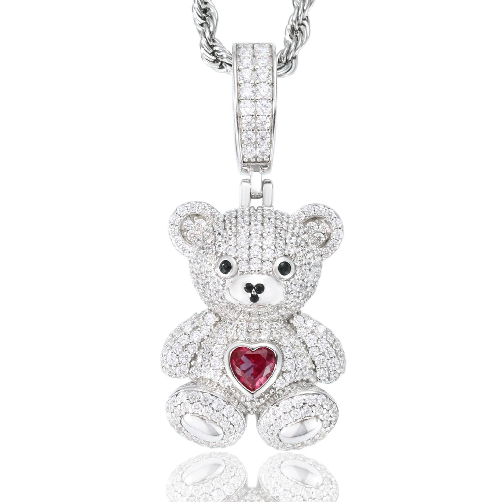Sweetheart Teddy Bear VVS, D color Moissanite Pendant 925 sterling silver