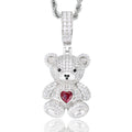 Sweetheart Teddy Bear VVS, D color Moissanite Pendant 925 sterling silver