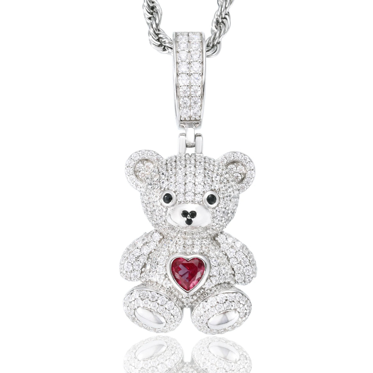 Sweetheart Teddy Bear VVS, D color Moissanite Pendant 925 sterling silver