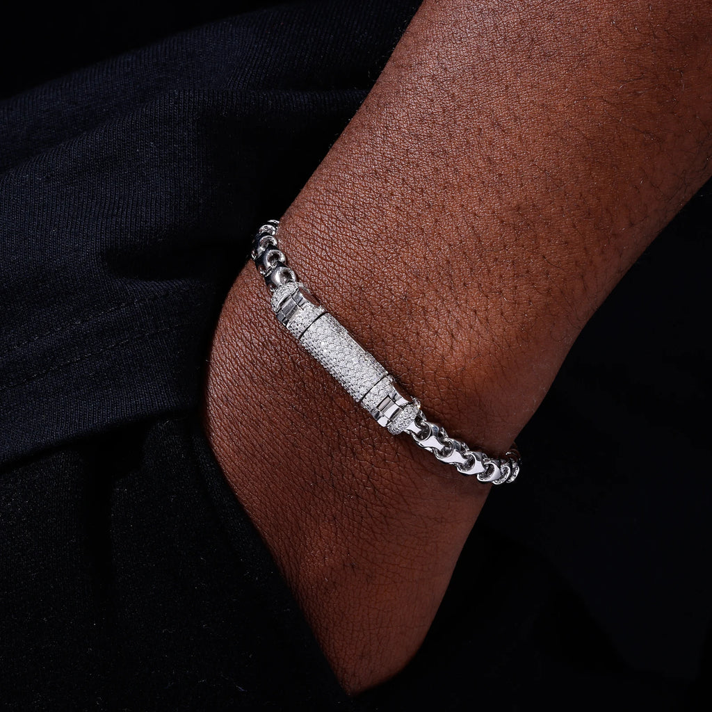 Luxury Iced Out Long Lock 8mm Gold Plated 925 Sterling Silver VVS1 Moissanite Knight Armor Link Chain Bracelet