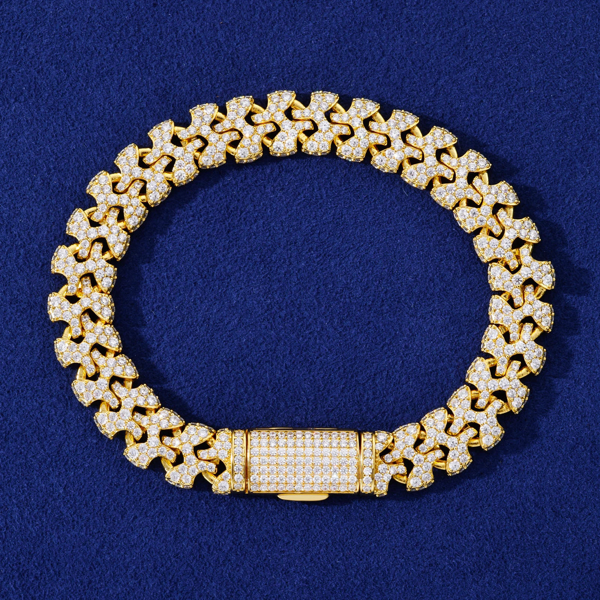 11mm D Color VVS1 Moissanite Puzzle Link Statement Bracelet