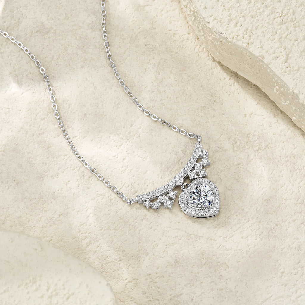 Ever After Bridal Heart | 1 ct Moissanite Heart Pendant in 925 Sterling Silver