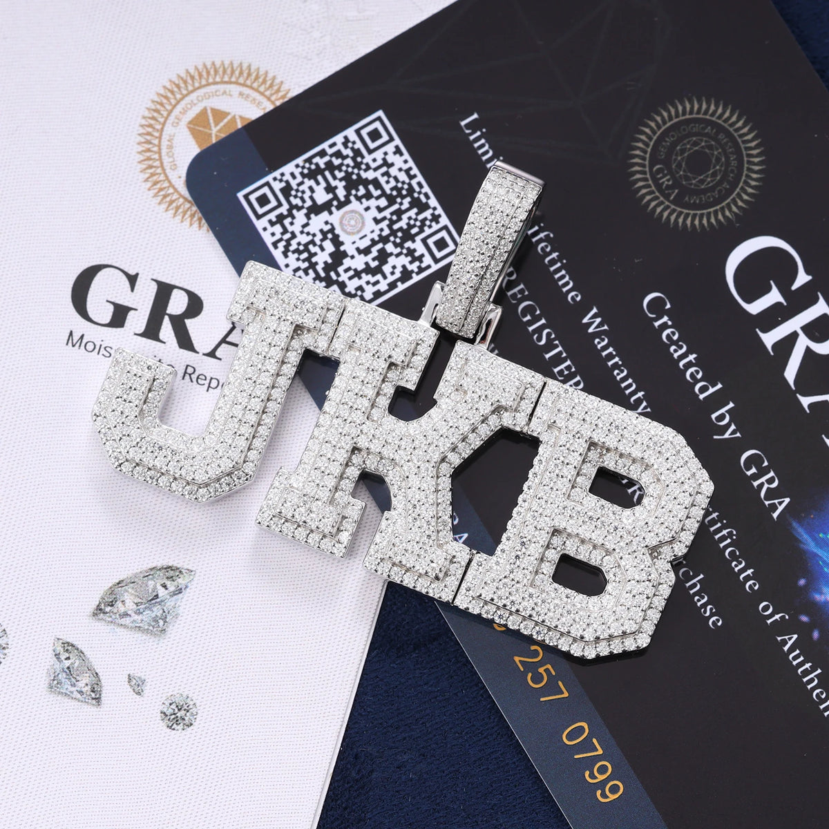 Iced Out Custom Block Letter Pendant | D Color VVS Moissanite in 925 Sterling Silver