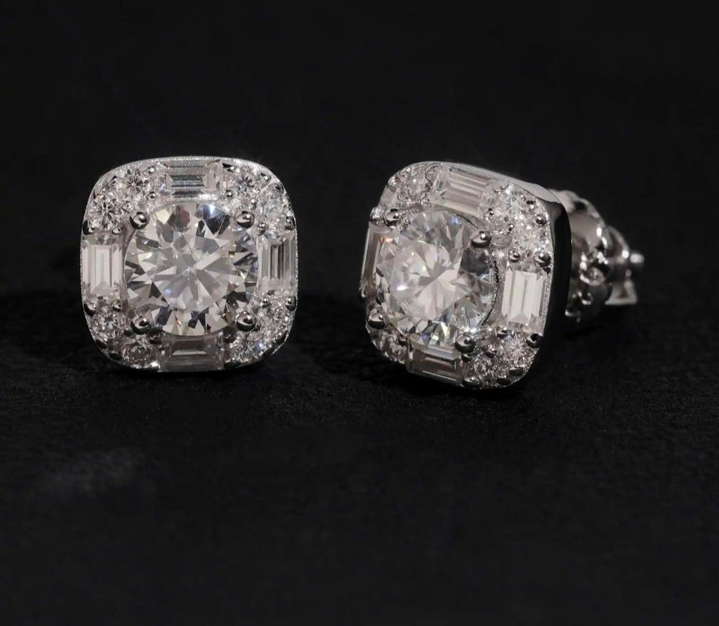 Moissanite Cluster Stud Earrings