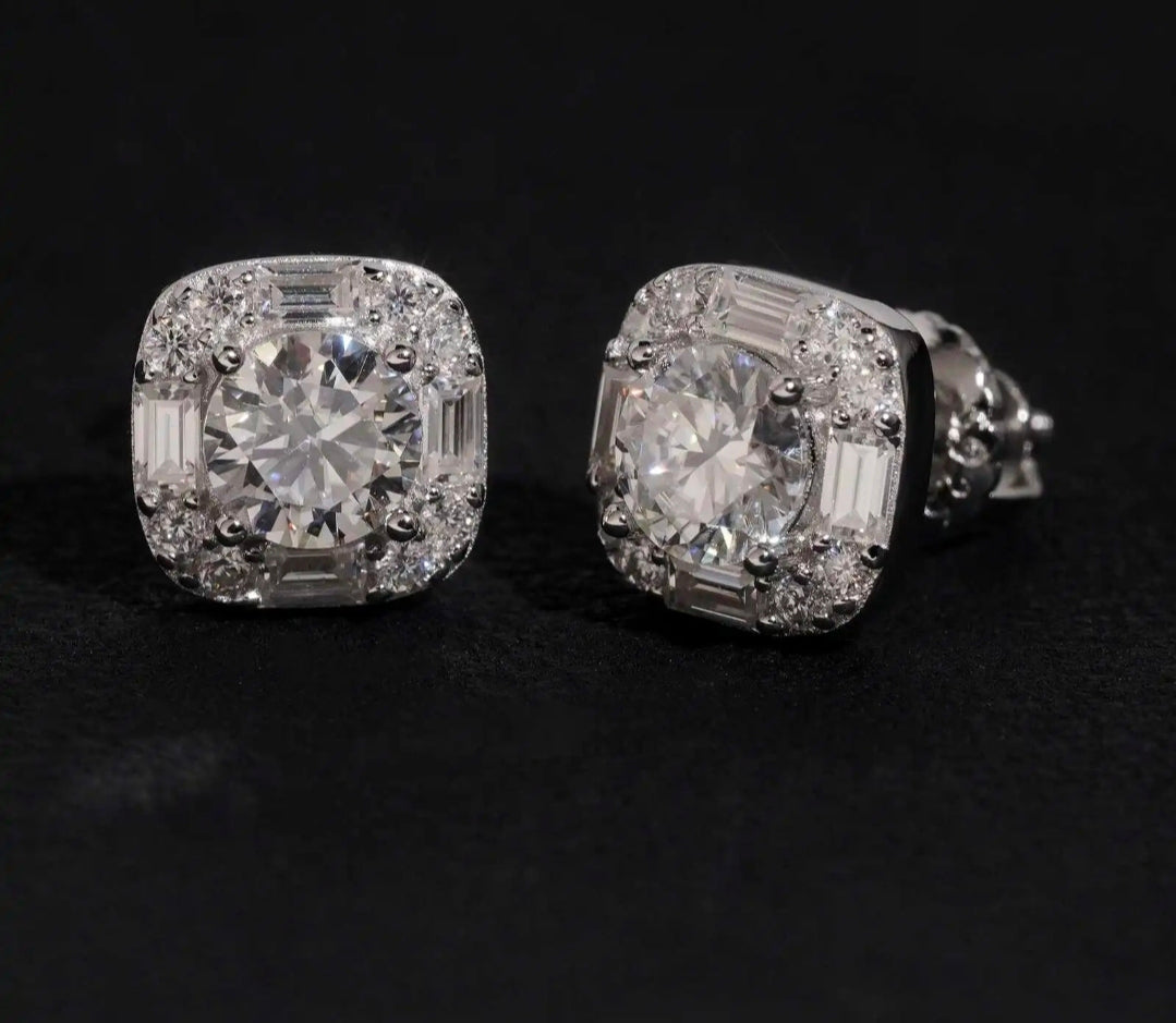Moissanite Cluster Stud Earrings