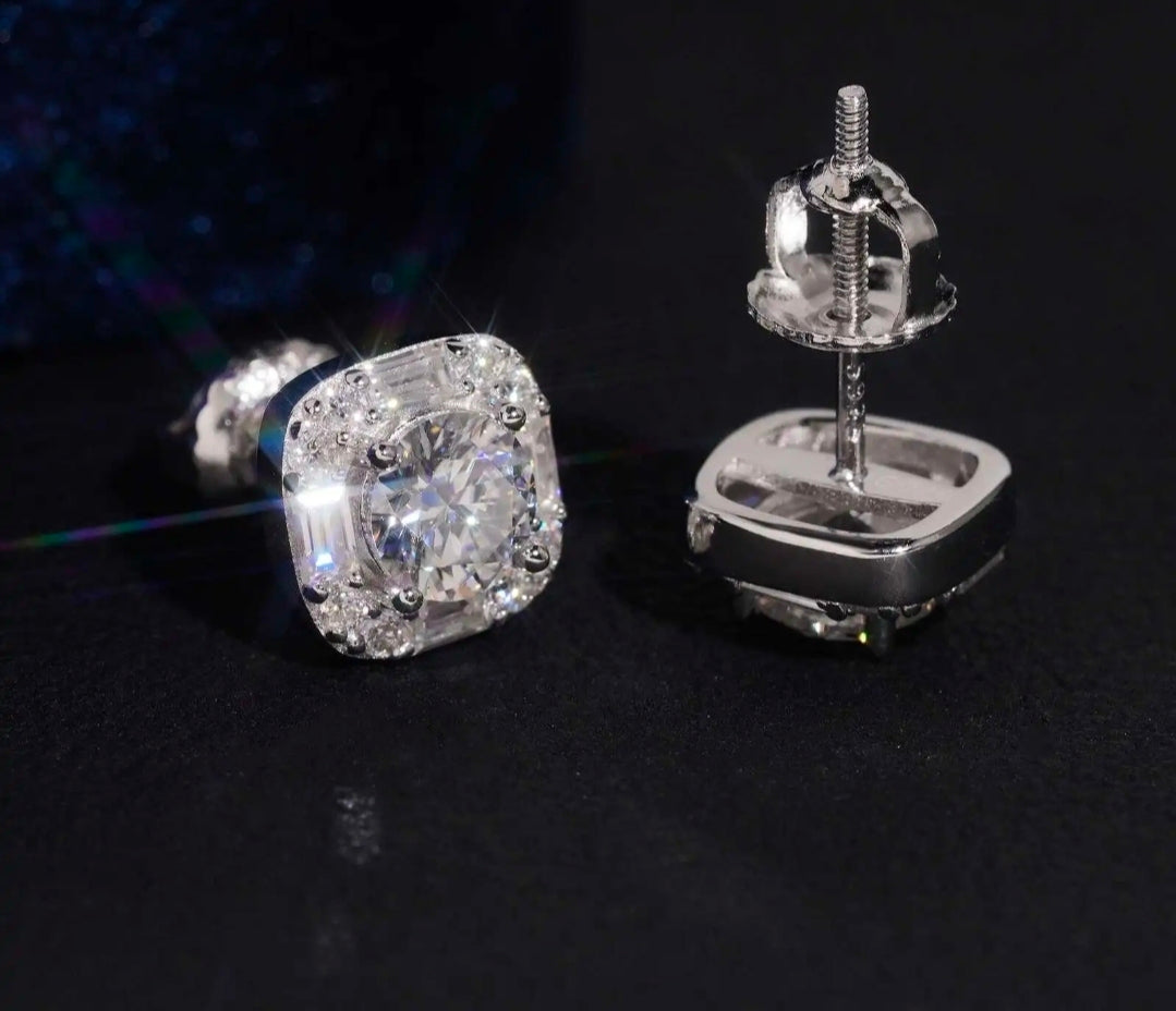 Moissanite Cluster Stud Earrings