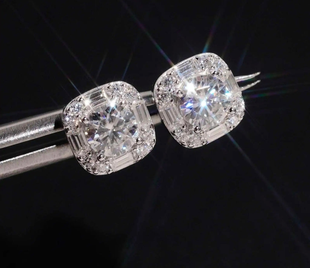 Moissanite Cluster Stud Earrings