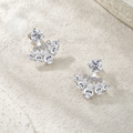 Round & Pear Cut VVS1 Moissanite Stud Earrings | 925 Sterling Silver & 18K Gold Plated | Bridal & Formal Occasion Fine Jewelry