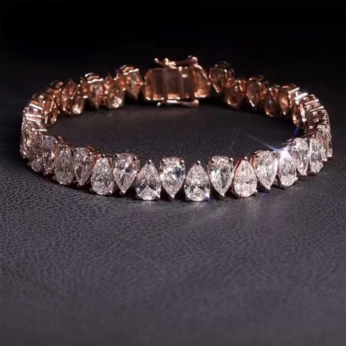 Pear-Shaped Brilliant-Cut Moissanite 925 Sterling Silver Tennis Necklace or Bracelet