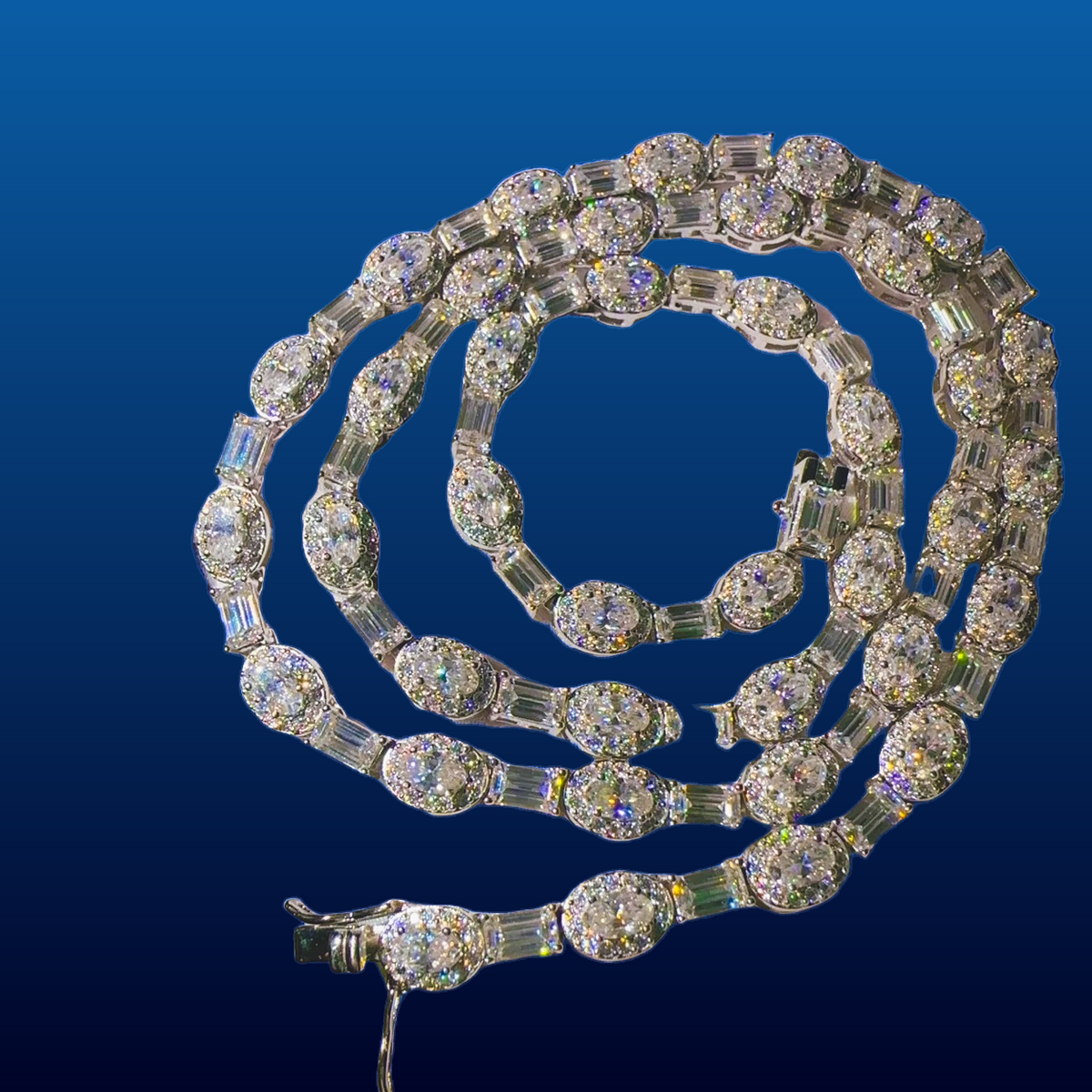 Royale Round Brilliant Moissanite Tennis Necklace & Bracelet in 925 Sterling Silver