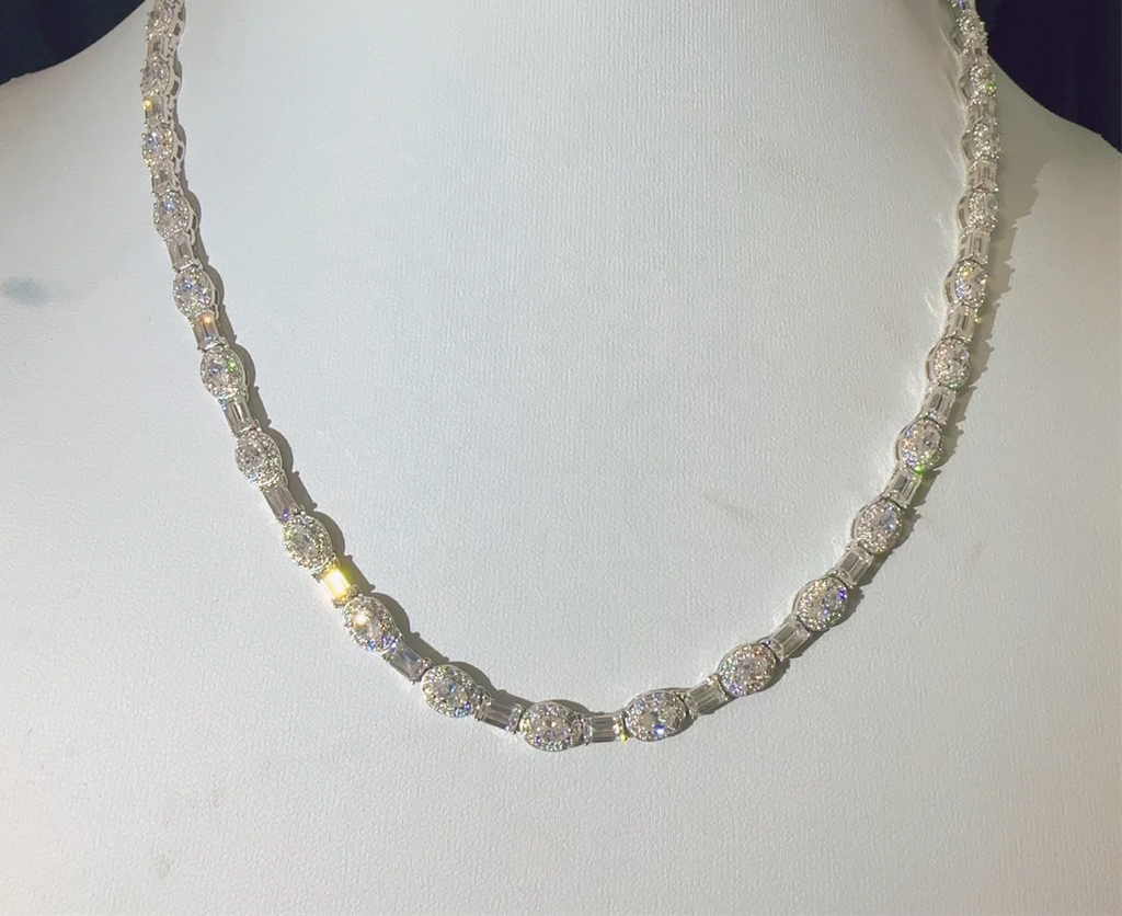 Royale Round Brilliant Moissanite Tennis Necklace & Bracelet in 925 Sterling Silver