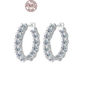 Moissanite Pavé Hoop Earrings, 2.6 ct Total, Sterling Silver