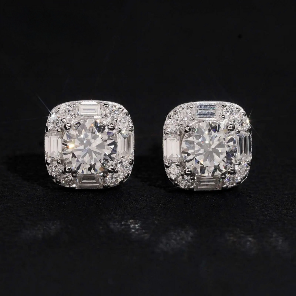 Moissanite Cluster Stud Earrings