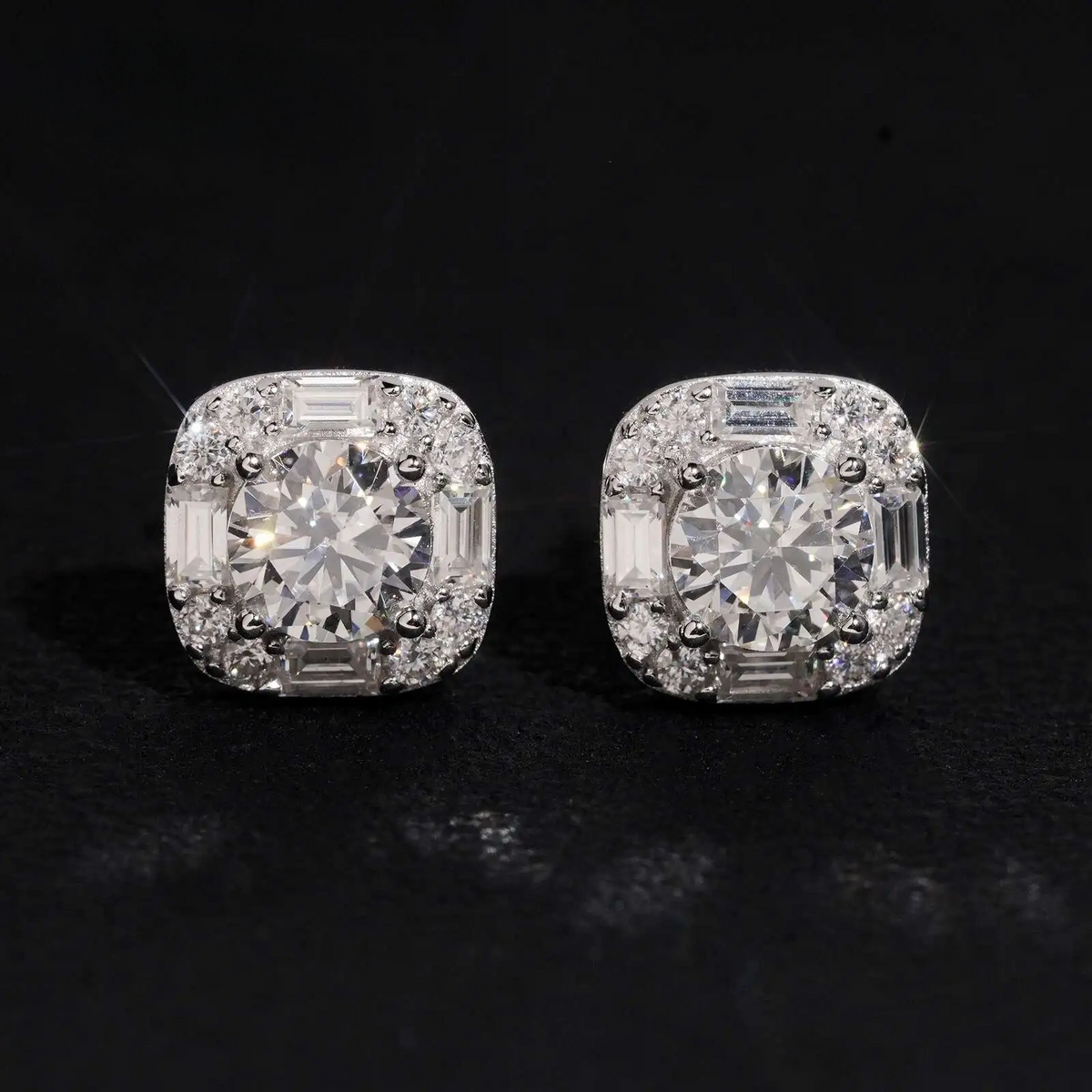 Moissanite Cluster Stud Earrings
