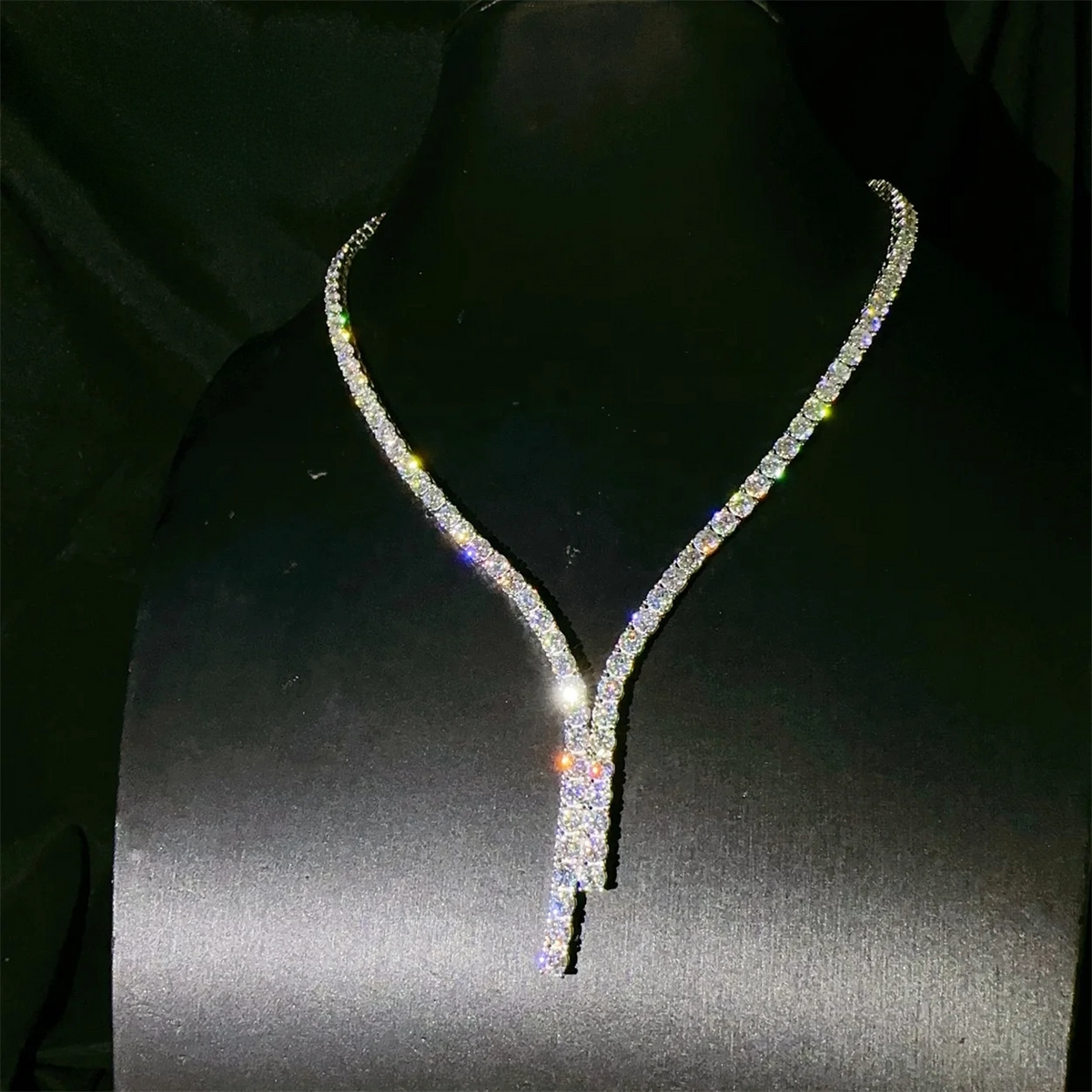 Bridal 4mm VVS Moissanite Tennis Chain Necklace in 925 Sterling Silver