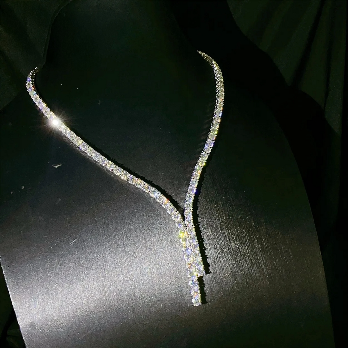 Bridal 4mm VVS Moissanite Tennis Chain Necklace in 925 Sterling Silver