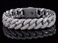 baguette layered over round VVS Moissanite 925 Sterling Silver Cuban Link Chain Bracelet  for Men /Women