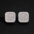 VVS Moissanite D color round brilliant cut in a square halo setting Stud Earrings | 925 Sterling Silver