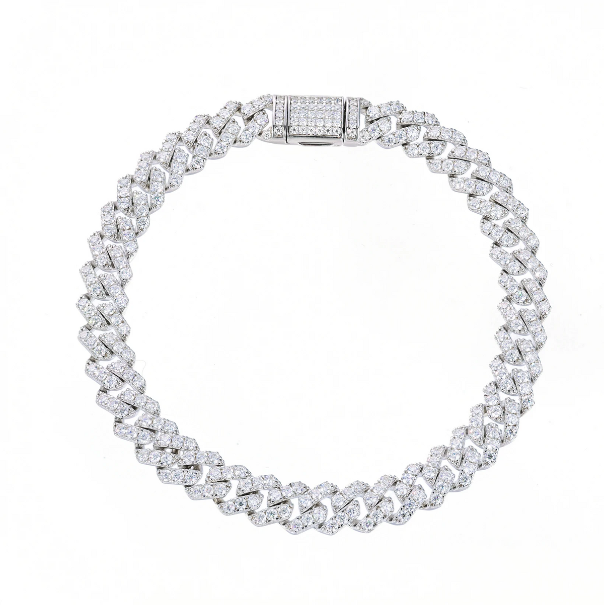 6mm Cuban Link Bracelet with VVS1 Moissanite in 925 Sterling Silver