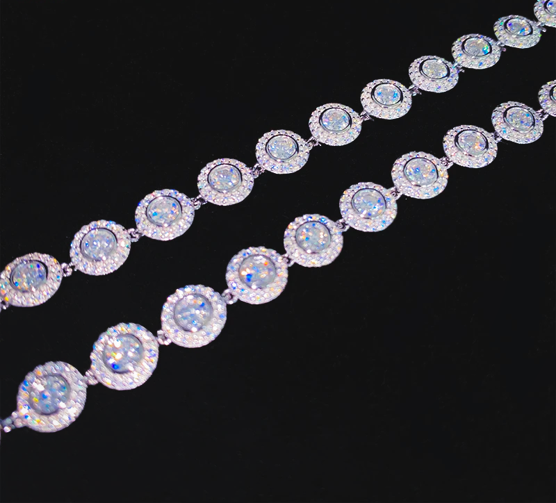 Grand Gala Radiance | Moissanite Cluster Tennis Necklace & Bracelet in Sterling Silver