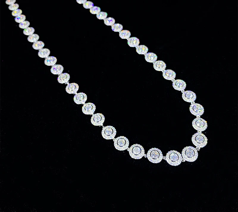 Grand Gala Radiance | Moissanite Cluster Tennis Necklace & Bracelet in Sterling Silver